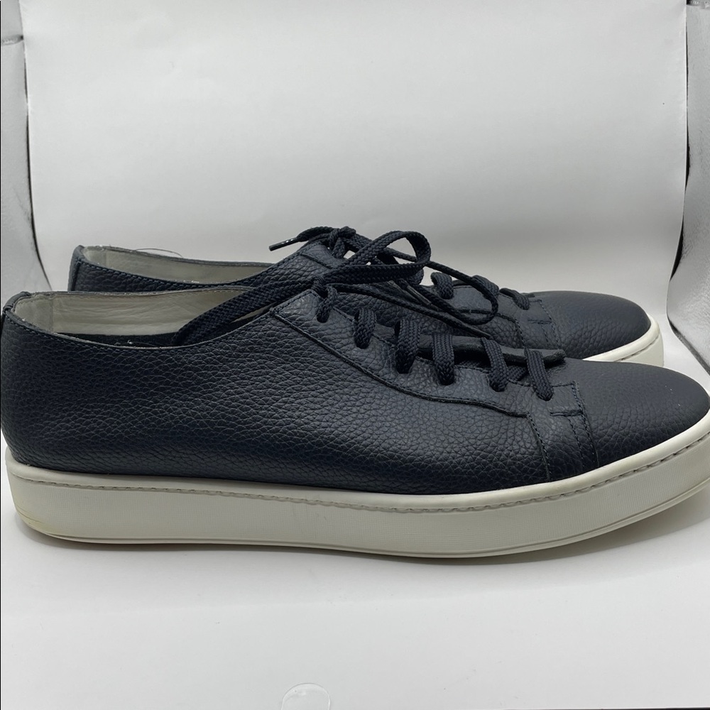 Santoni - Classic Leather Sneakers - Navy - 9.5 - Picture 3 of 10